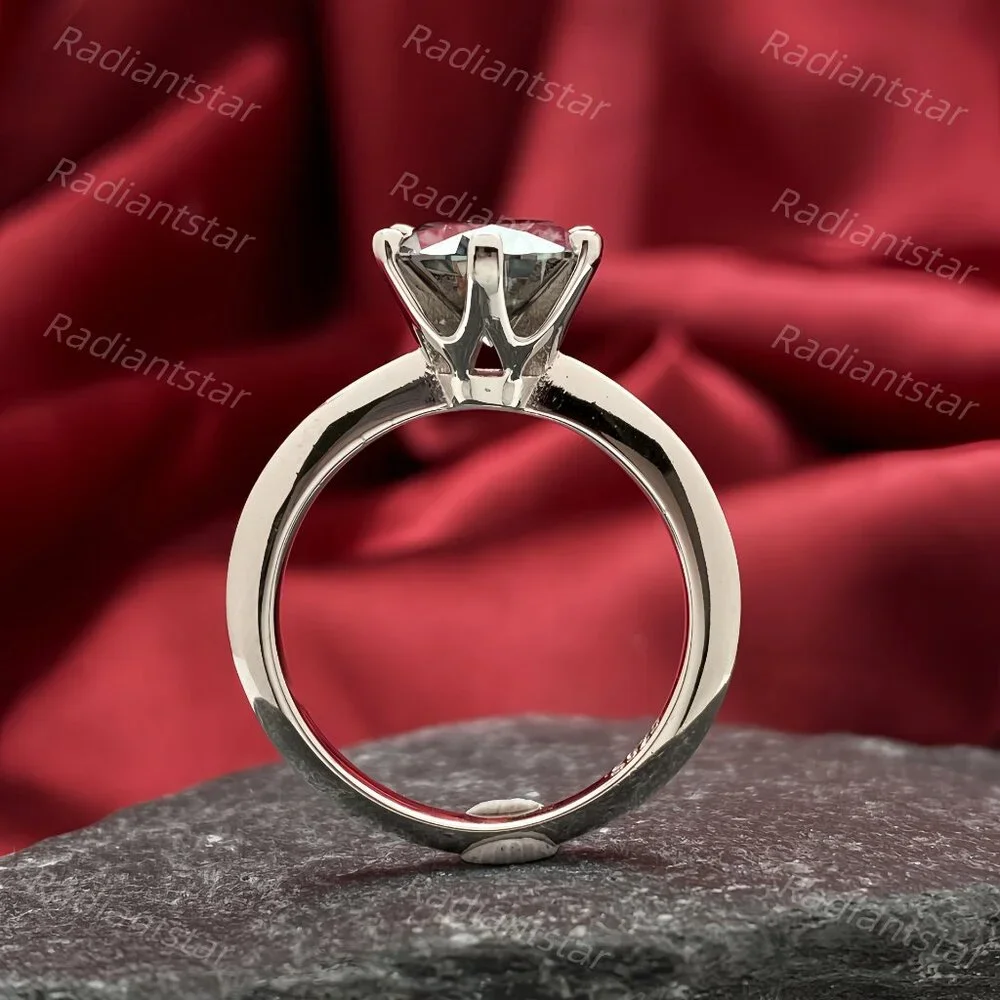 NEW Certified 3 ct. t.w. Grey Moissanite Solitaire 6 Prong Ring